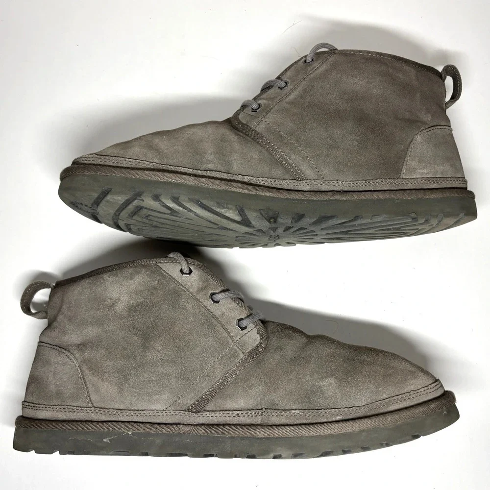 UGG Neumel Chukka Boots Mens 13 Grey Suede Lace Up Sheepskin 3236